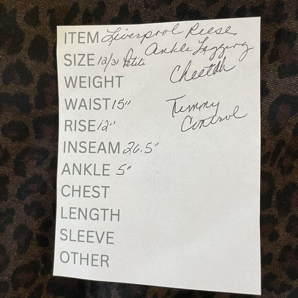 Liverpool REESE Pull On Legging 12/31 P Petite Brown Black Cheetah Slimming NEW - Picture 11 of 11